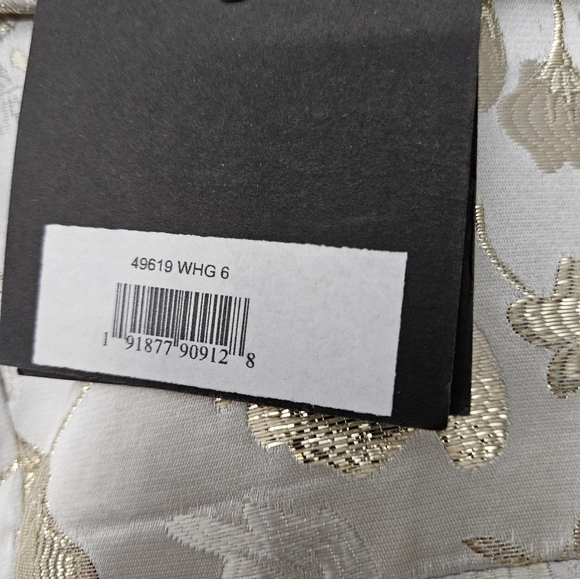 Mac Duggal Brocade Strapless White Golden Floral High Low Gown 49619 SZ 6 NWT - Picture 11 of 13